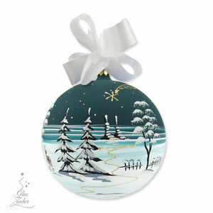Glass Christmas Ornament - "Village in Alps" - medium sized