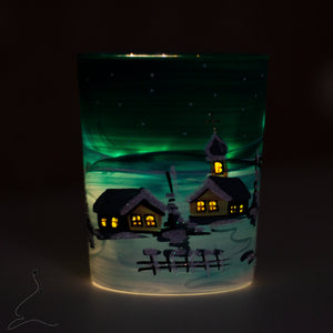 Hand painted glass candleholder - made by Glaszauber