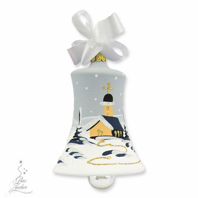 Christmas ornament bell - handblown hand painted - small